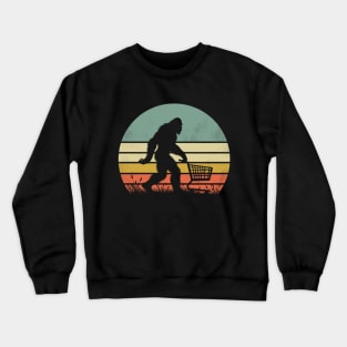 Bigfoot Holding a Shopping Cart Funny Vintage Shopper Crewneck Sweatshirt